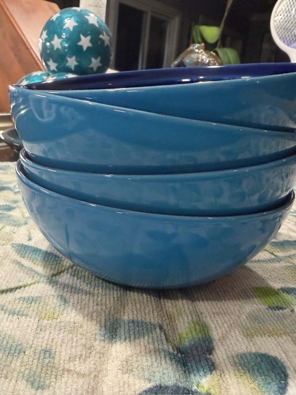 NEW Le Creuset 16cm Cereal Bowls – Azure Blue – Set of 4 Stoneware Tableware